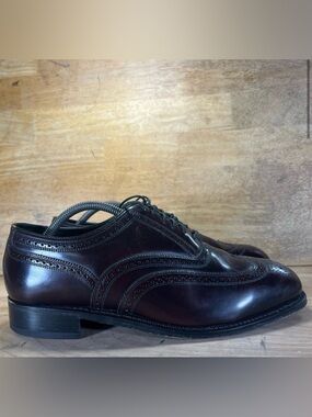 Florsheim Lexington Leather Shoes Mens 10 Burgundy Wingtip Oxford